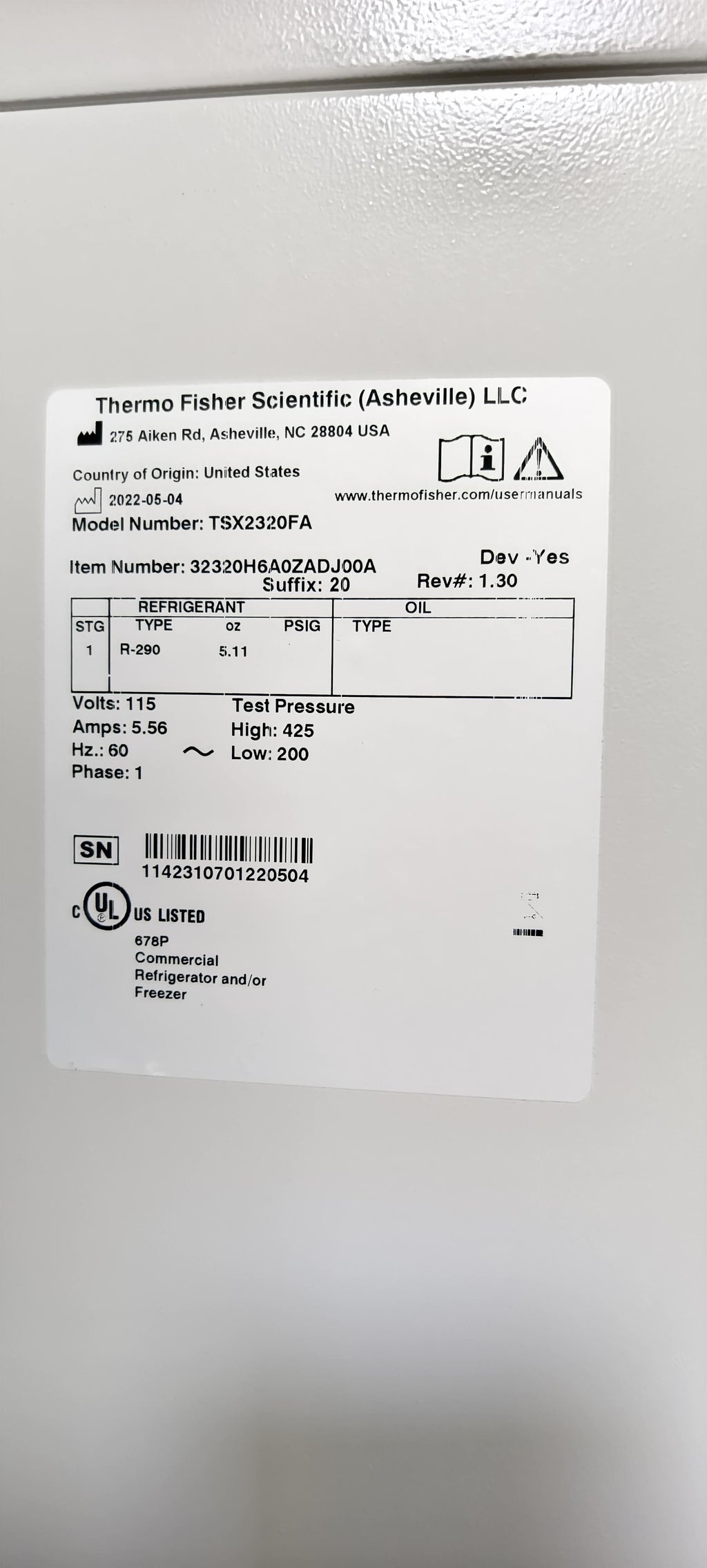 Thermo Fisher Scientific TSX 2320FA Freezer