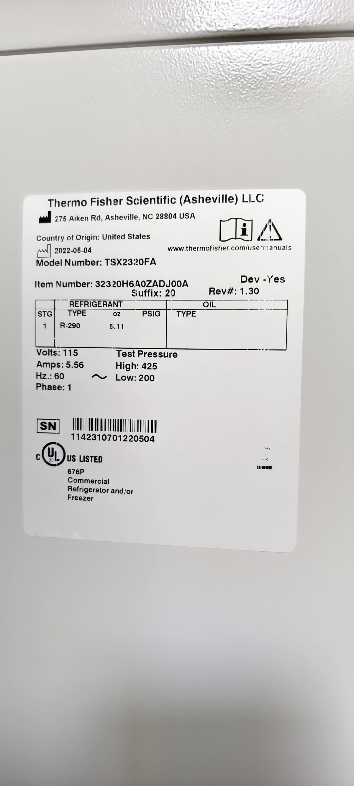 Thermo Fisher Scientific TSX 2320FA Freezer