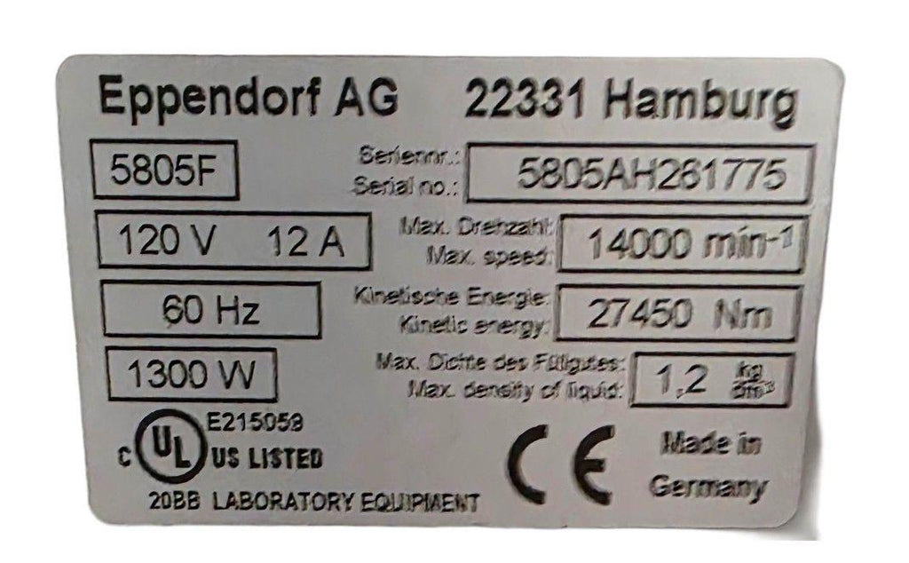 Eppendorf Refrigerated Centrifuge 5804R + Rotor