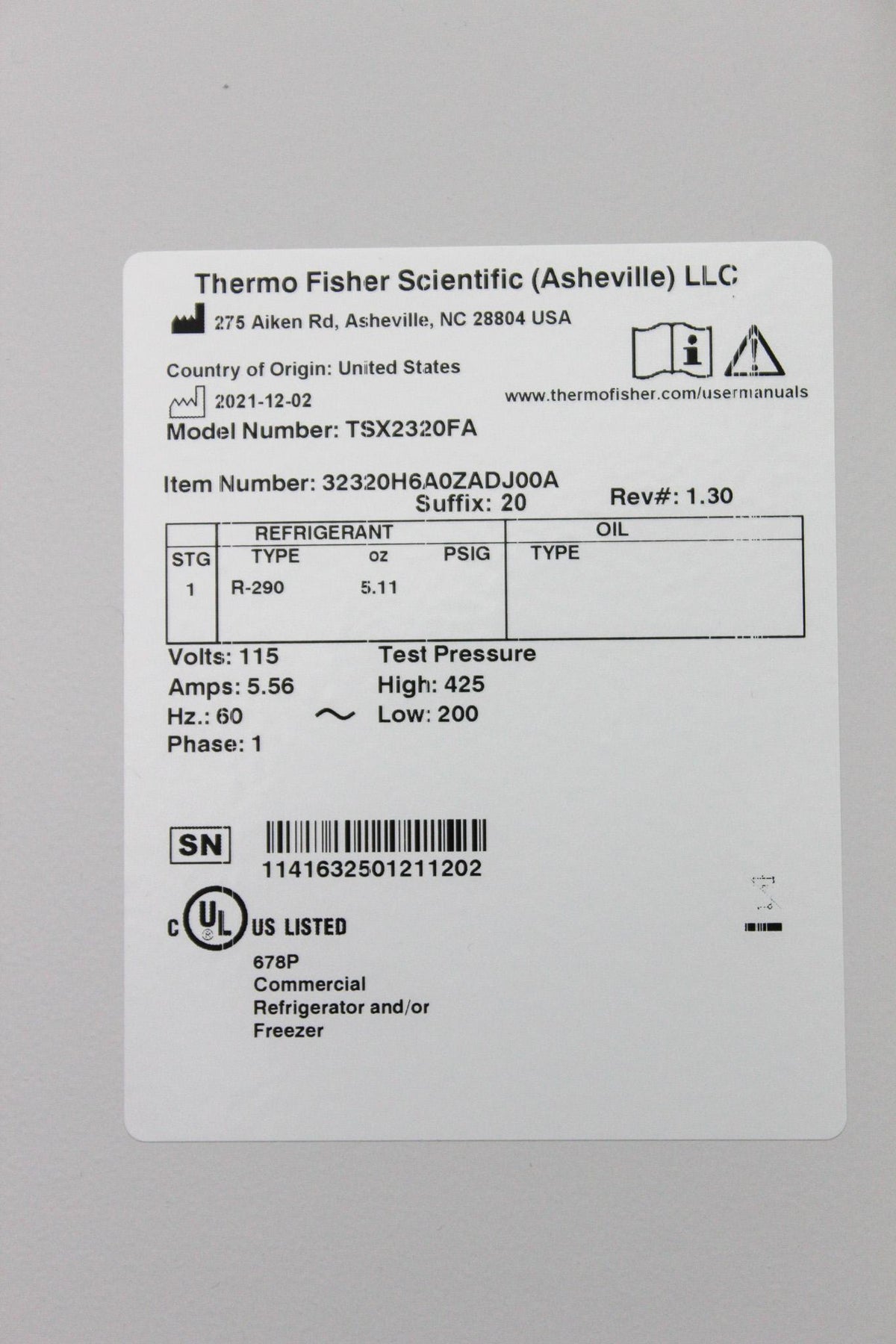 Thermo Fisher Scientific TSX2320FA Freezer 120V 50/60Hz Lab Storage